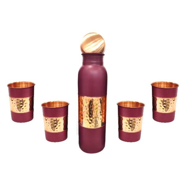 Coloured Hammer Bottle with 4 Glass Set PC-85