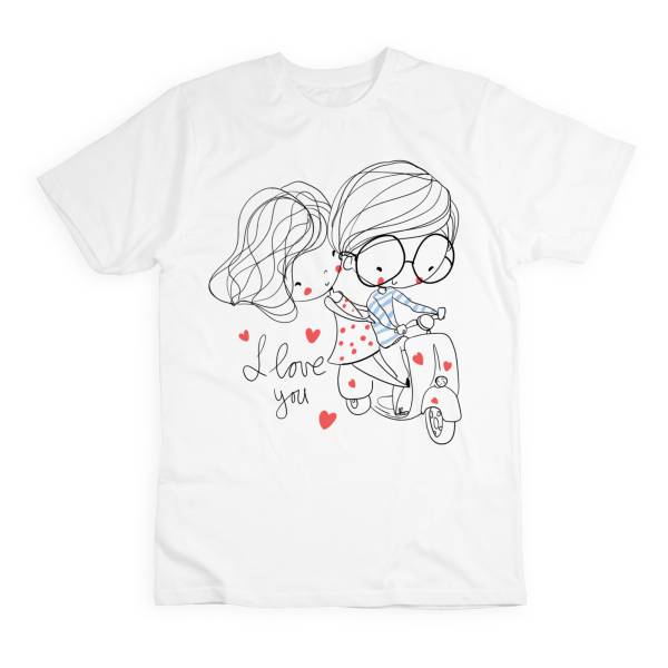 Couple on Scooter Cotton Unisex T-shirt